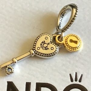 New Two tone Pandora key charm stamped G585